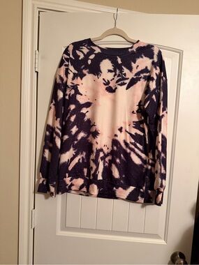 Dear Lover Tie Dye Long Sleeve Sweatshirt Purple Pink Crewneck Pullover